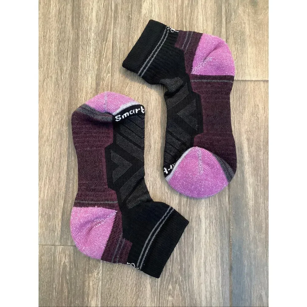 Smartwool Women's M Purple Black Hike Light Cushion Outdoor Ankle Socks D29-1